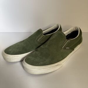 Vans Classic Slip-On Suede Textured Chive Green Mens Size 11 Womens 13